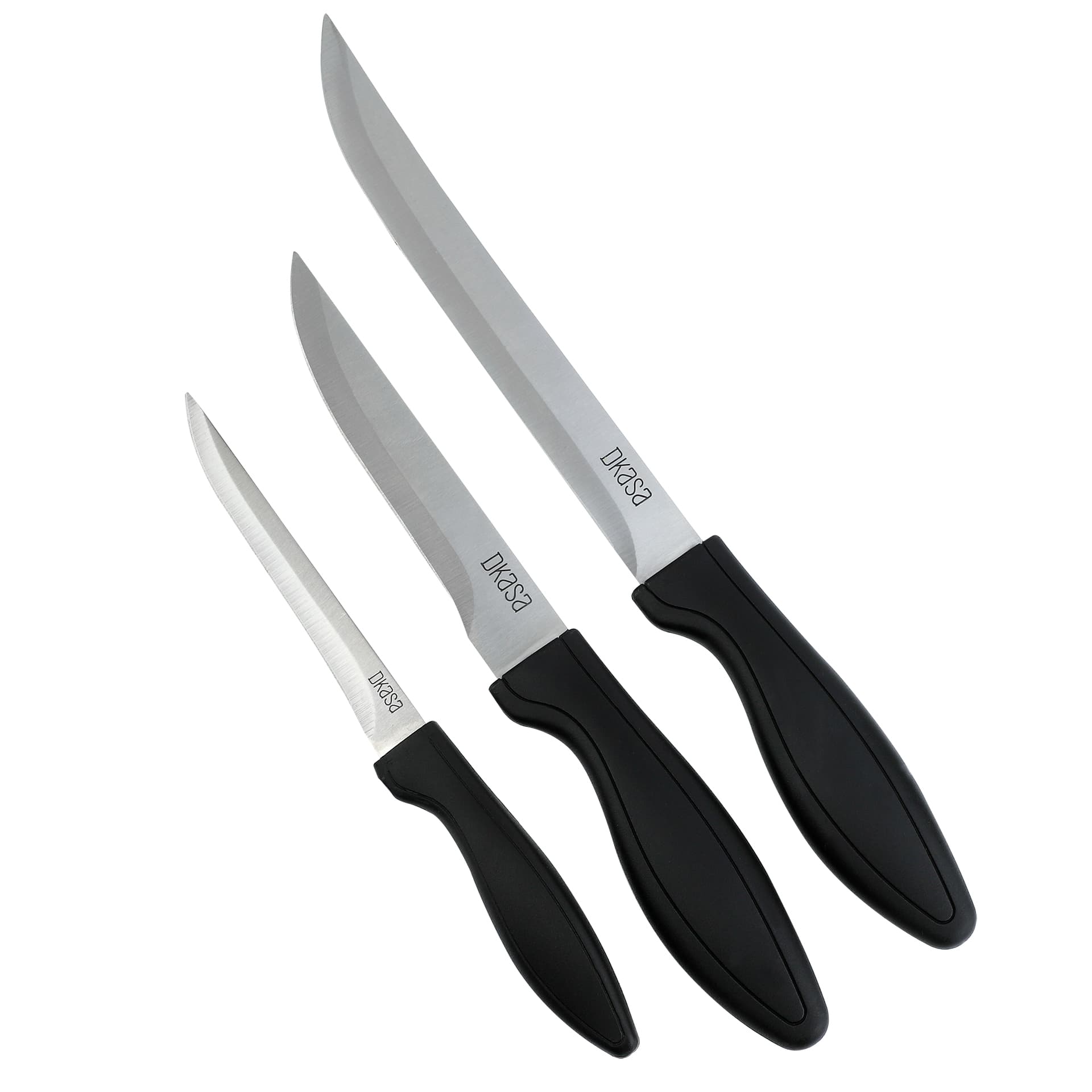 Set 3 Cuchillos Acero Inoxidable Mango Plástico