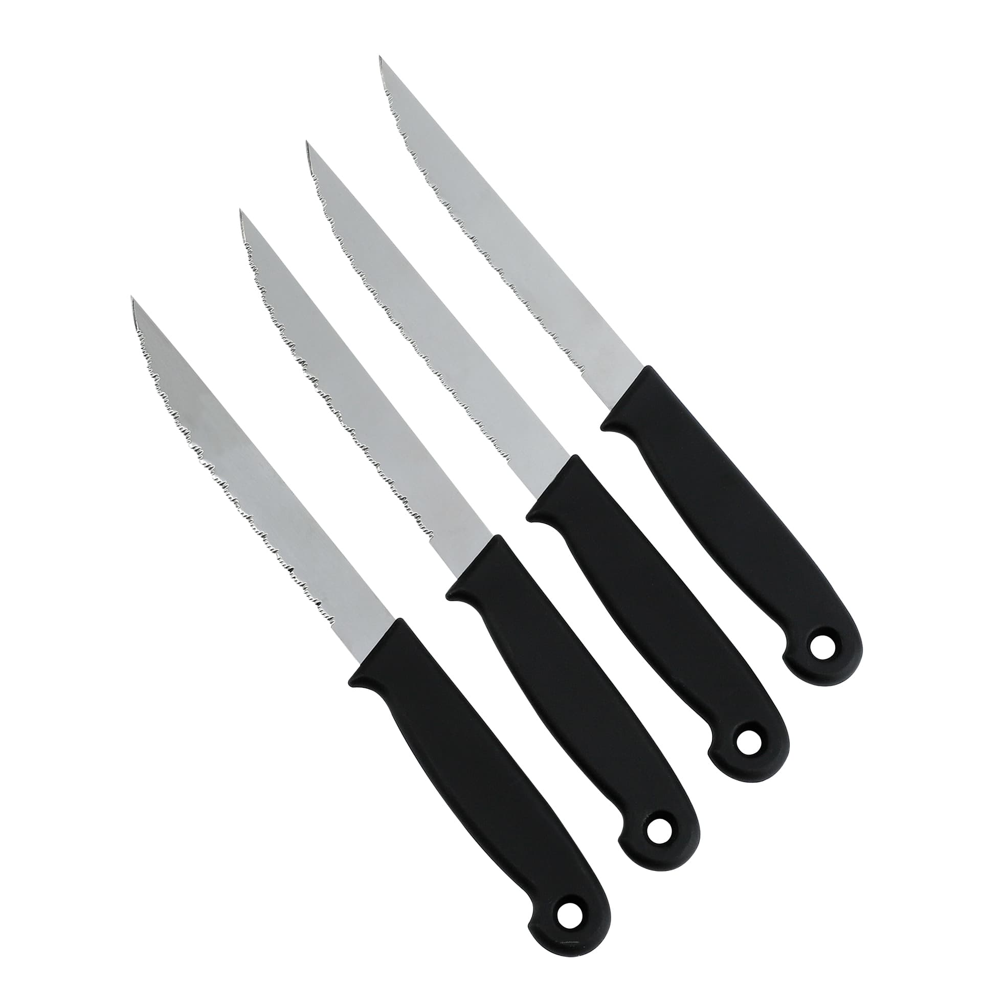 Set X 4 Cuchillos En Acero Inox Mango Plástico Multiusos