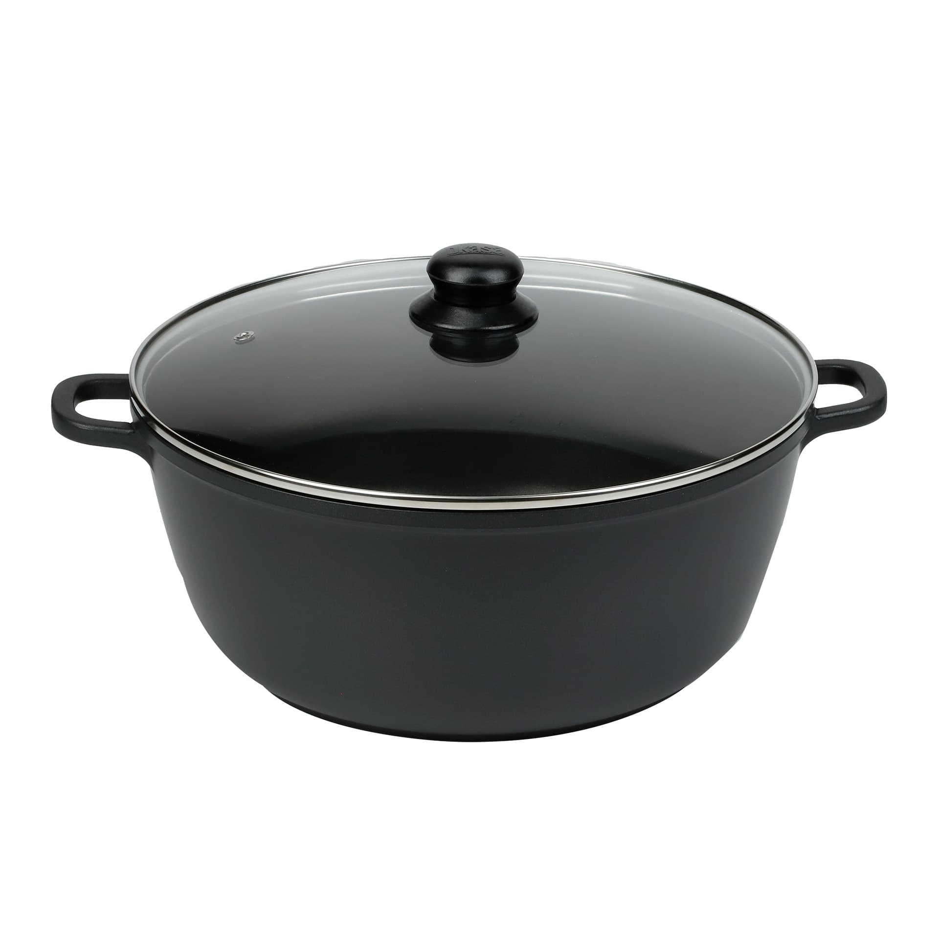 Caldero inyectado 32x14.5cm antiadherente con tapa de vidrio