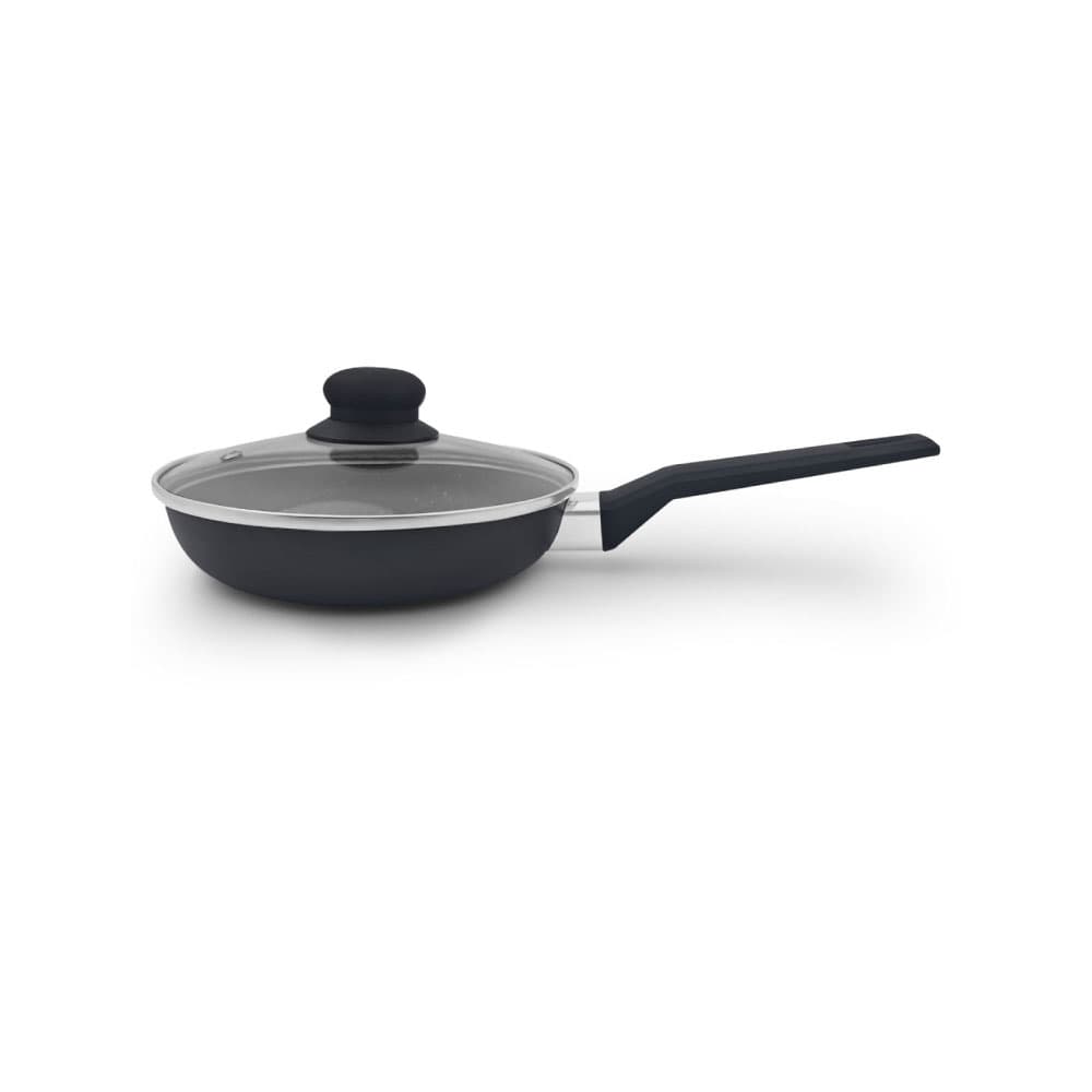 Sarten premium antiadherente marmolizado granito con tapa 26cm 1.8mm