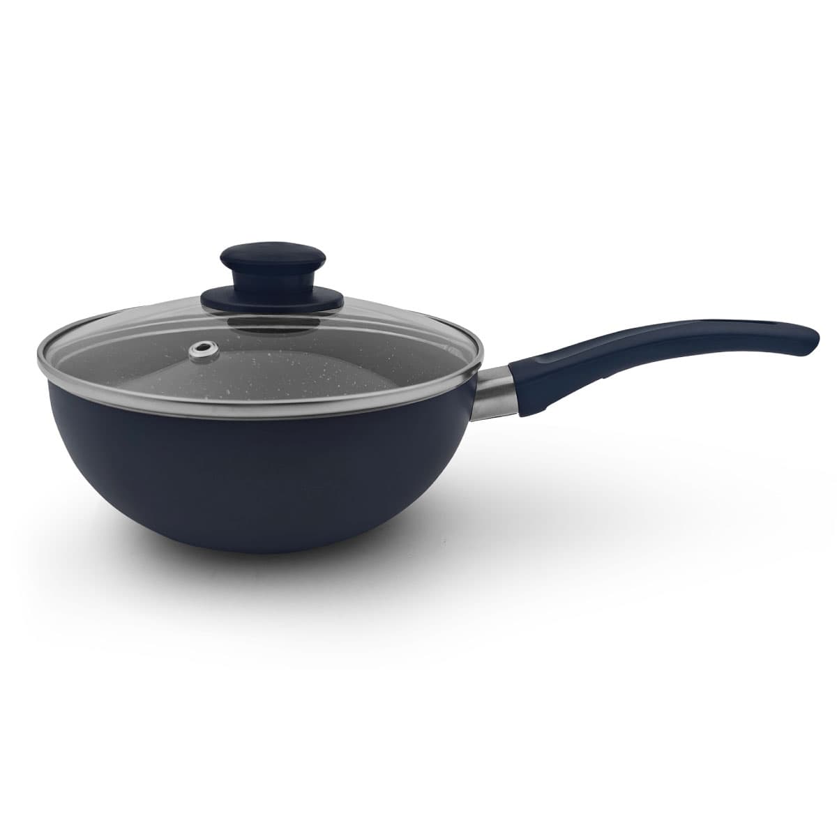 Mini wok premium antiadherente marmolizado granito con tapa 16cm 1.8mm