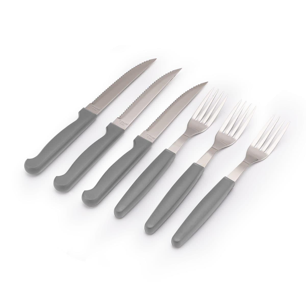 Set 3 Cuchillos y 3 Tenedores Mango Plástico
