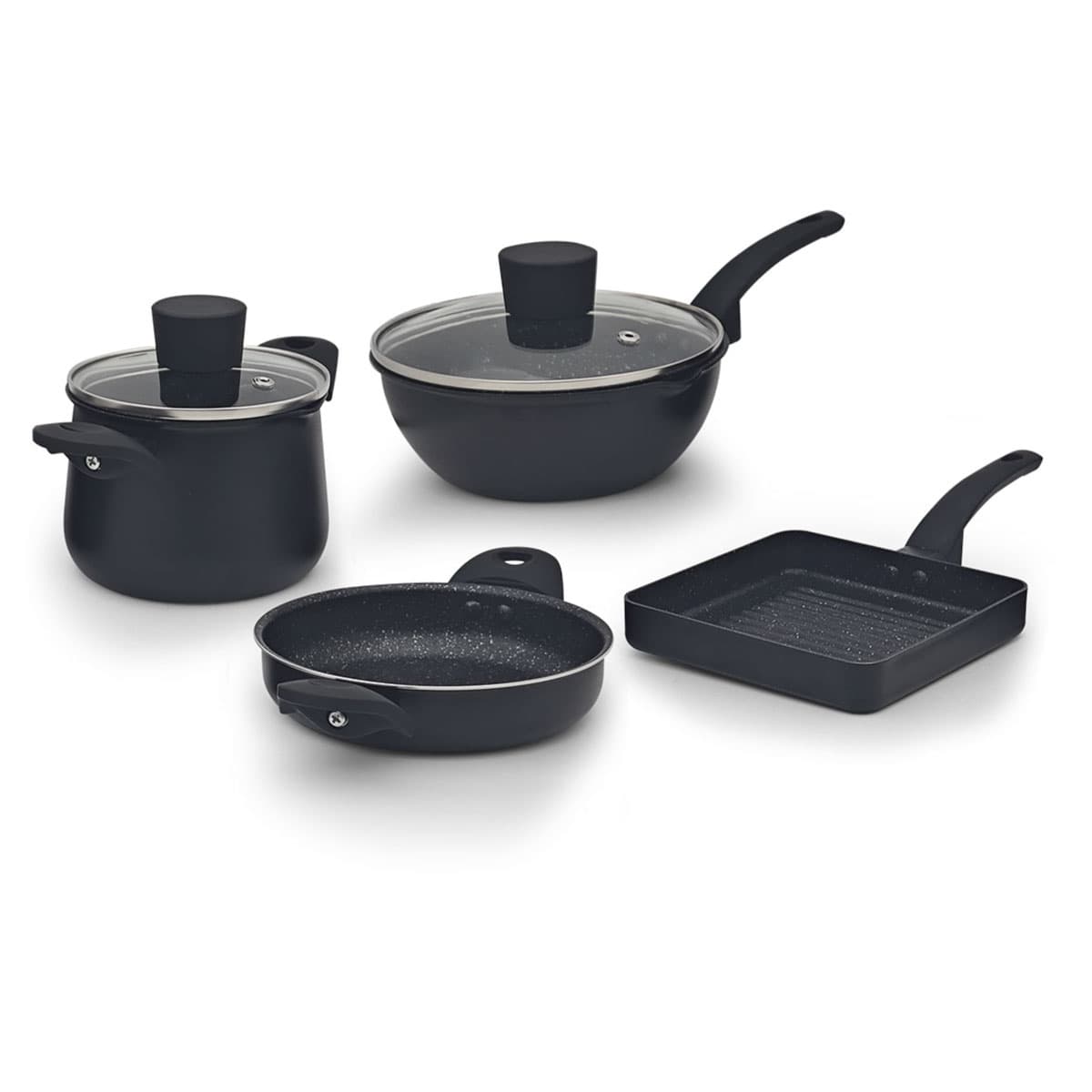 Set Mini Premium 6 Piezas Antiadherente Marmolizado Granito