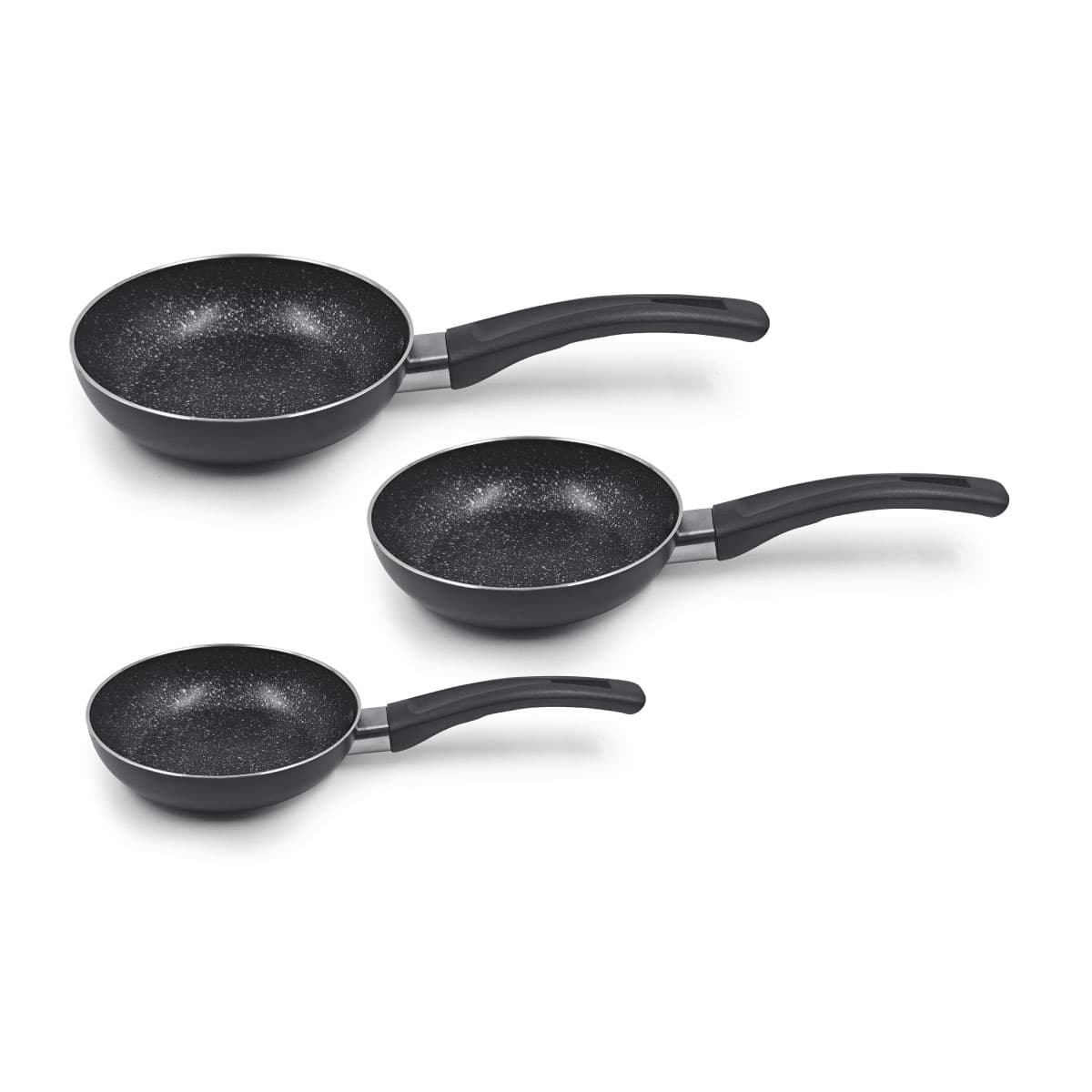 Set 3 Cacerolas Premium Antiadherente Marmolizado Granito 12cm, 14cm, 16cm