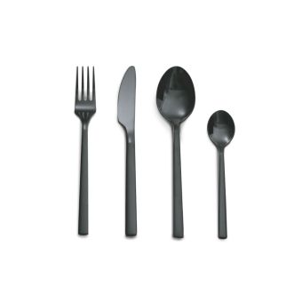 SET DE CUBIERTOS PREMIUM ACERO INOXIDABLE NEGROS 16 PIEZAS