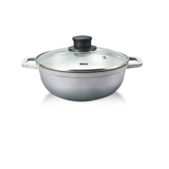Caldero Simplicity Aluminio Natural Fundido con Tapa de Vidrio 22 Cm.