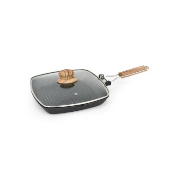 SARTÉN GRILL PREMIUM ANTIADHERENTE MARMOLIZADO CON TAPA 20 CM 1.8MM