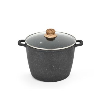 CALDERO ALTO PREMIUM ANTIADHERENTE MARMOLIZADO CON TAPA 24 CM 2 MM