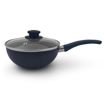 MINI WOK PREMIUM ANTIADHERENTE MARMOLIZADO GRANITO CON TAPA 16CM 1.8MM