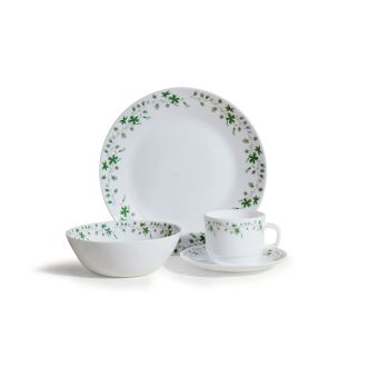 Vajilla Ópalo 4 Puestos 16 Piezas Decorada Verde
