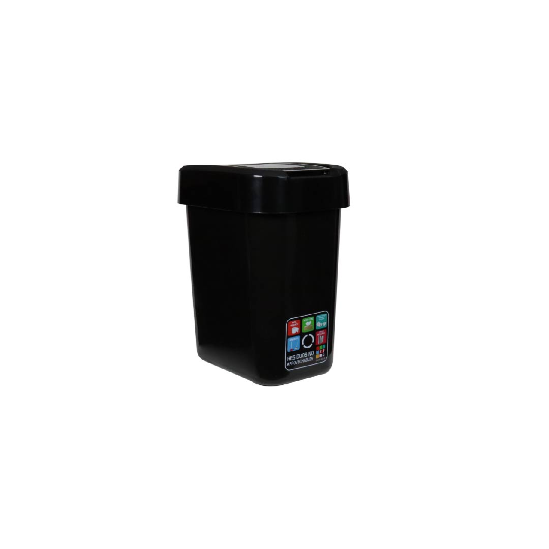 1013-papelera-vaiven-plana-12-litros-residuos-negra